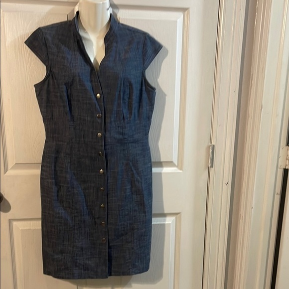 AGB Blue Midi Dress with Button Detail - Picture 1 of 7